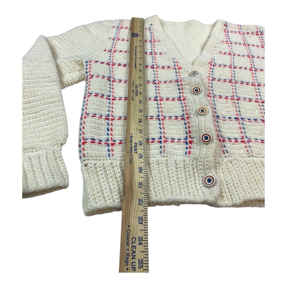 Vintage 3D Cottagecore Grandma Cardigan Sweater Size M Crochet Cable Knit Floral - Picture 9 of 9